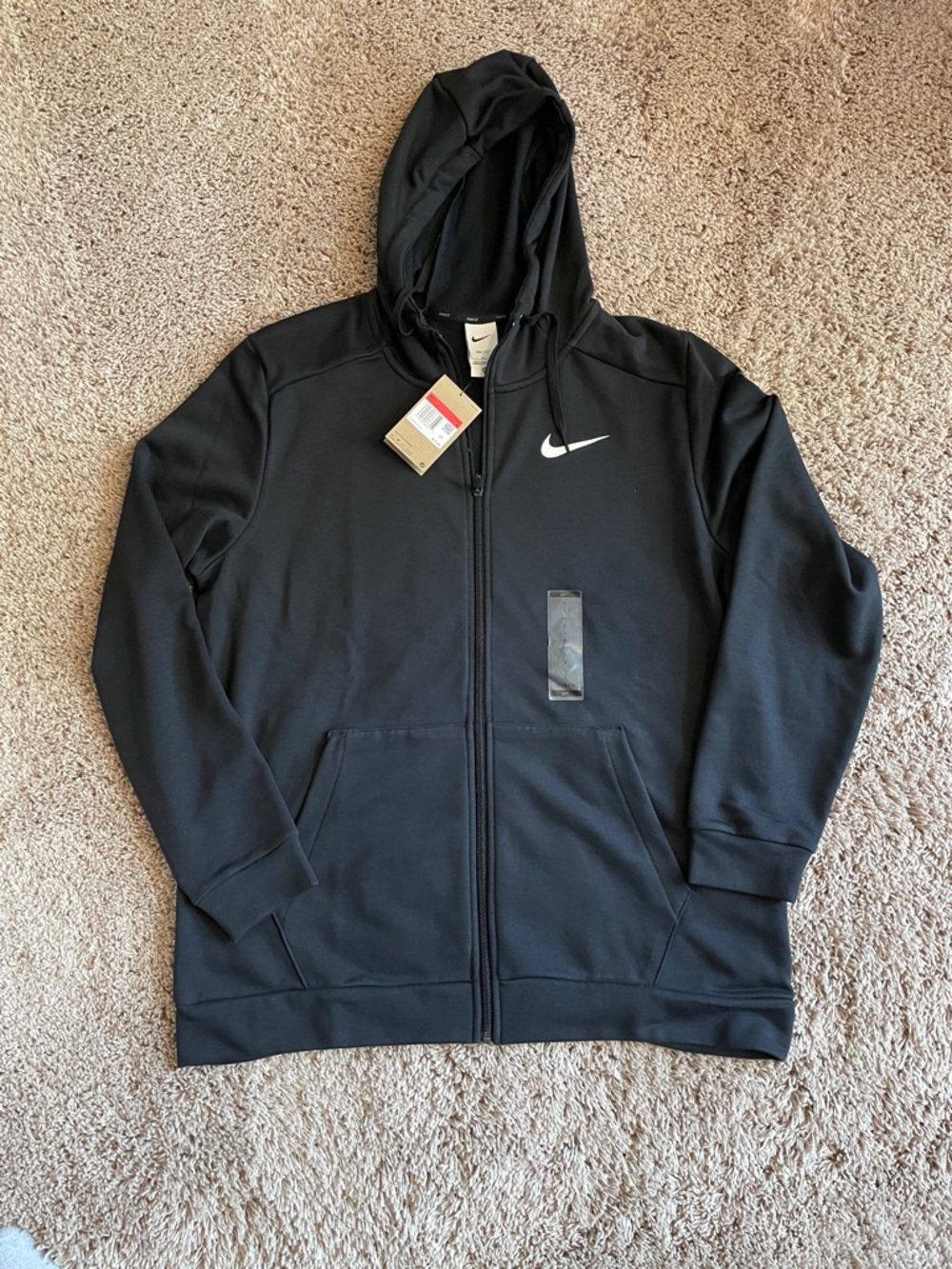 Nwt Nike Black Full-Zip Hooded Sweatshirt with Swoosh size large